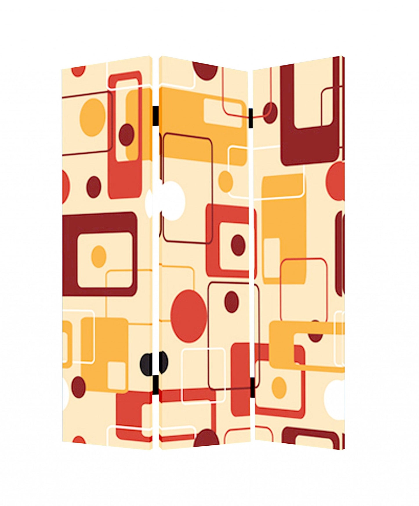 72" Orange And Yellow Canvas Folding Three Panel Screen Room Divider HomeRoots