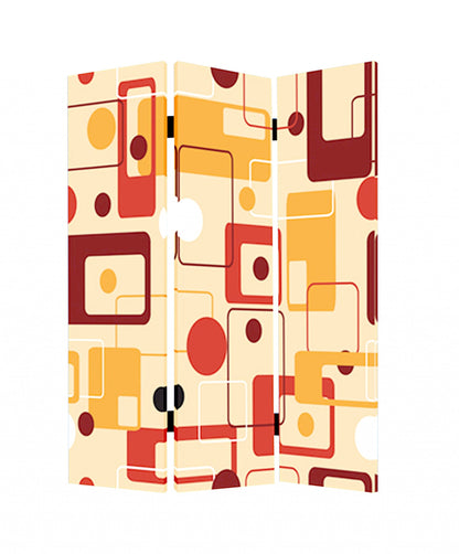 72" Orange And Yellow Canvas Folding Three Panel Screen Room Divider HomeRoots