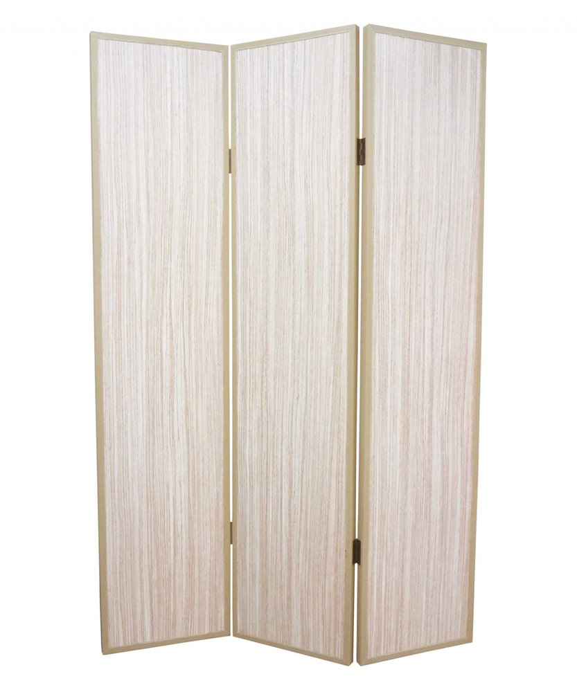 71" Beige Folding Three Panel Screen Room Divider HomeRoots