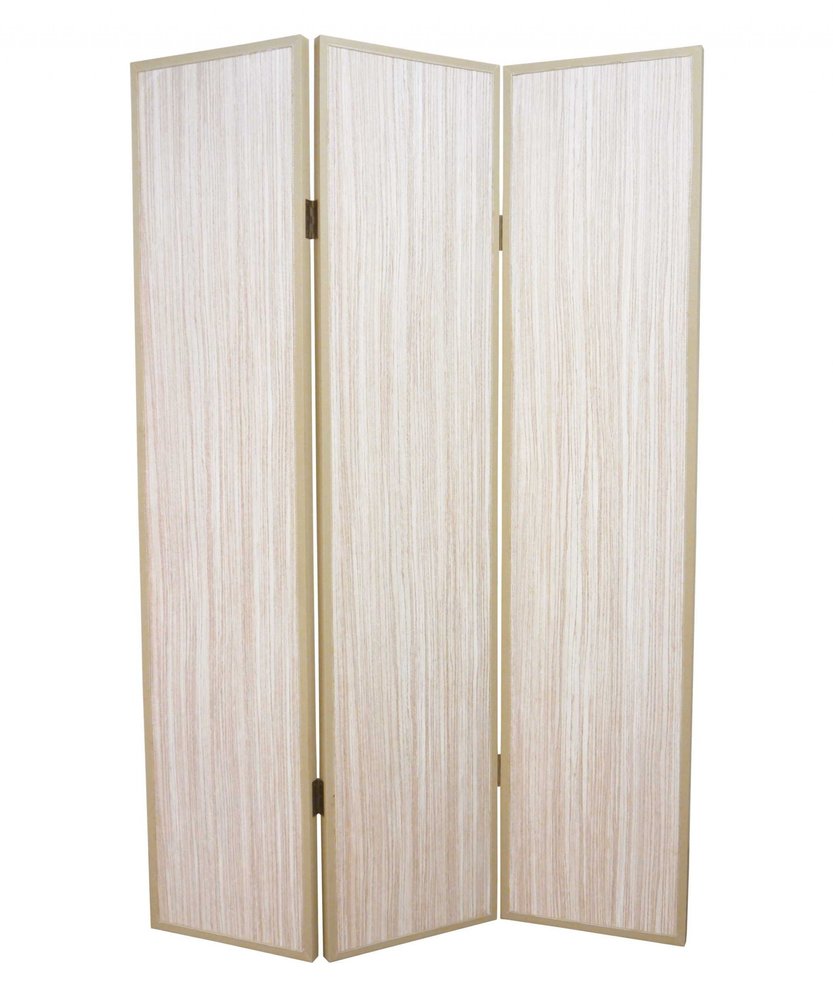 71" Beige Folding Three Panel Screen Room Divider HomeRoots