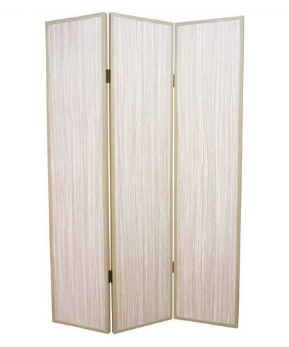 71" Beige Folding Three Panel Screen Room Divider HomeRoots