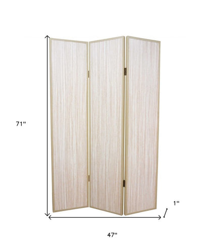 71" Beige Folding Three Panel Screen Room Divider HomeRoots