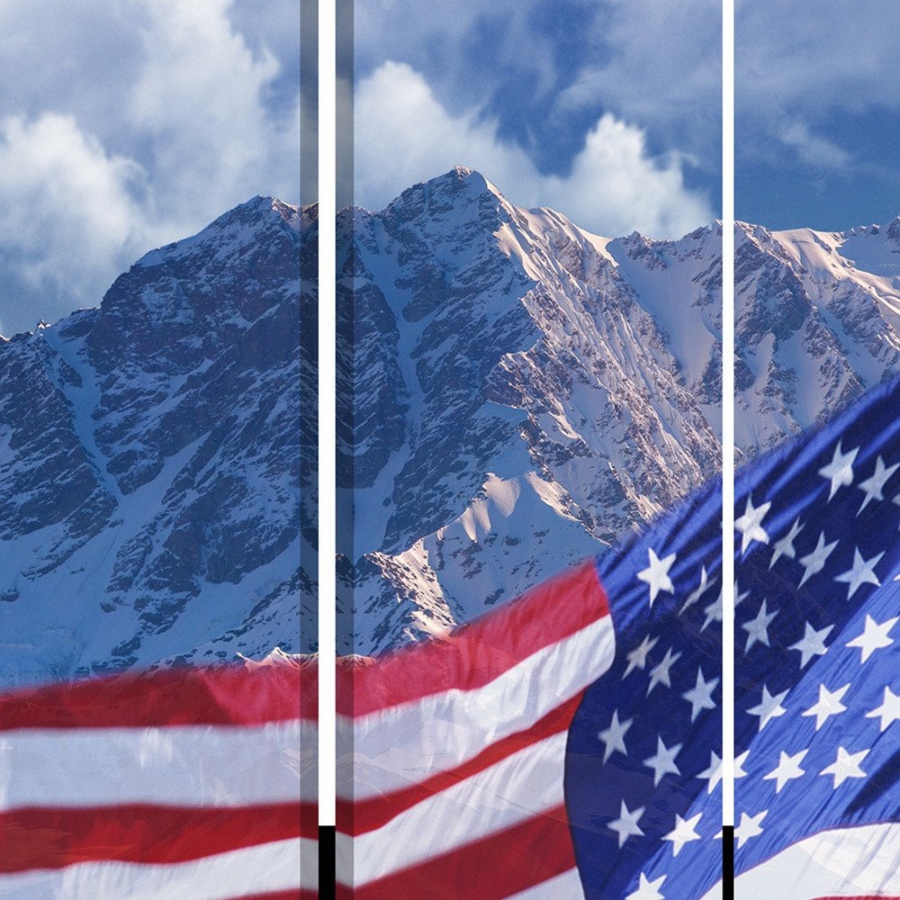 72" Red White And Blue American Flag Reversible Canvas Folding Three Panel Room Divider HomeRoots