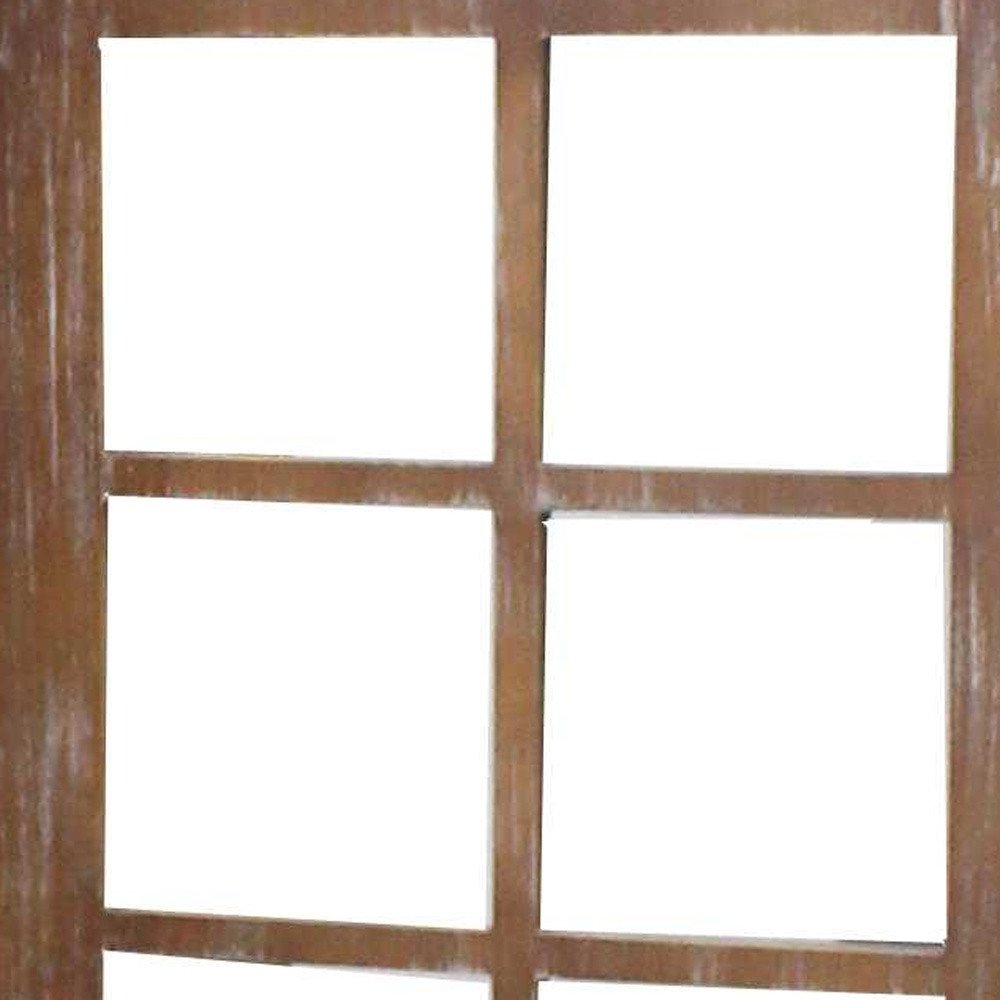 84" Brown Glass Folding Three Panel Screen Room Divider HomeRoots