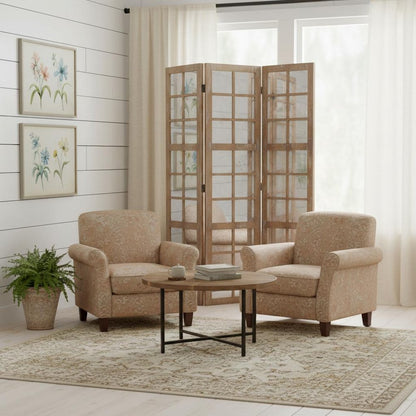 84" Brown Glass Folding Three Panel Screen Room Divider HomeRoots