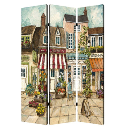 72" Beige Canvas Folding Three Panel Screen Room Divider HomeRoots