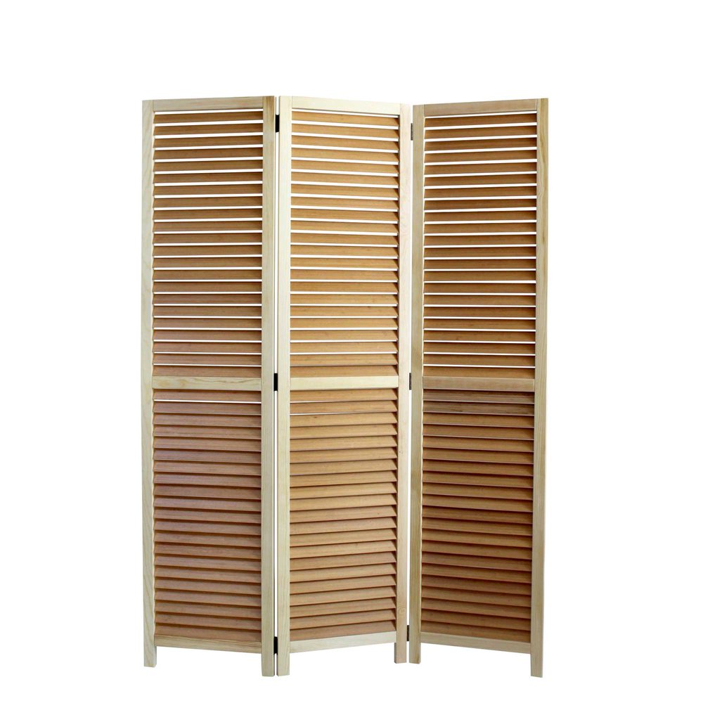 67" Natural Solid Wood Panel Screen Room Divider HomeRoots
