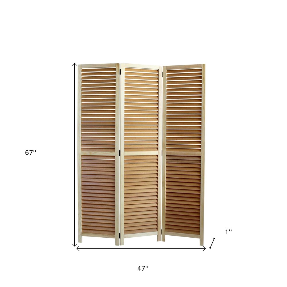 67" Natural Solid Wood Panel Screen Room Divider HomeRoots