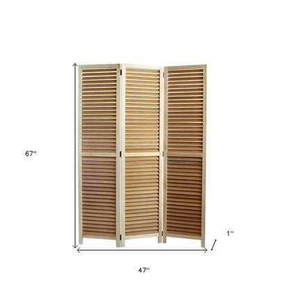67" Natural Solid Wood Panel Screen Room Divider HomeRoots