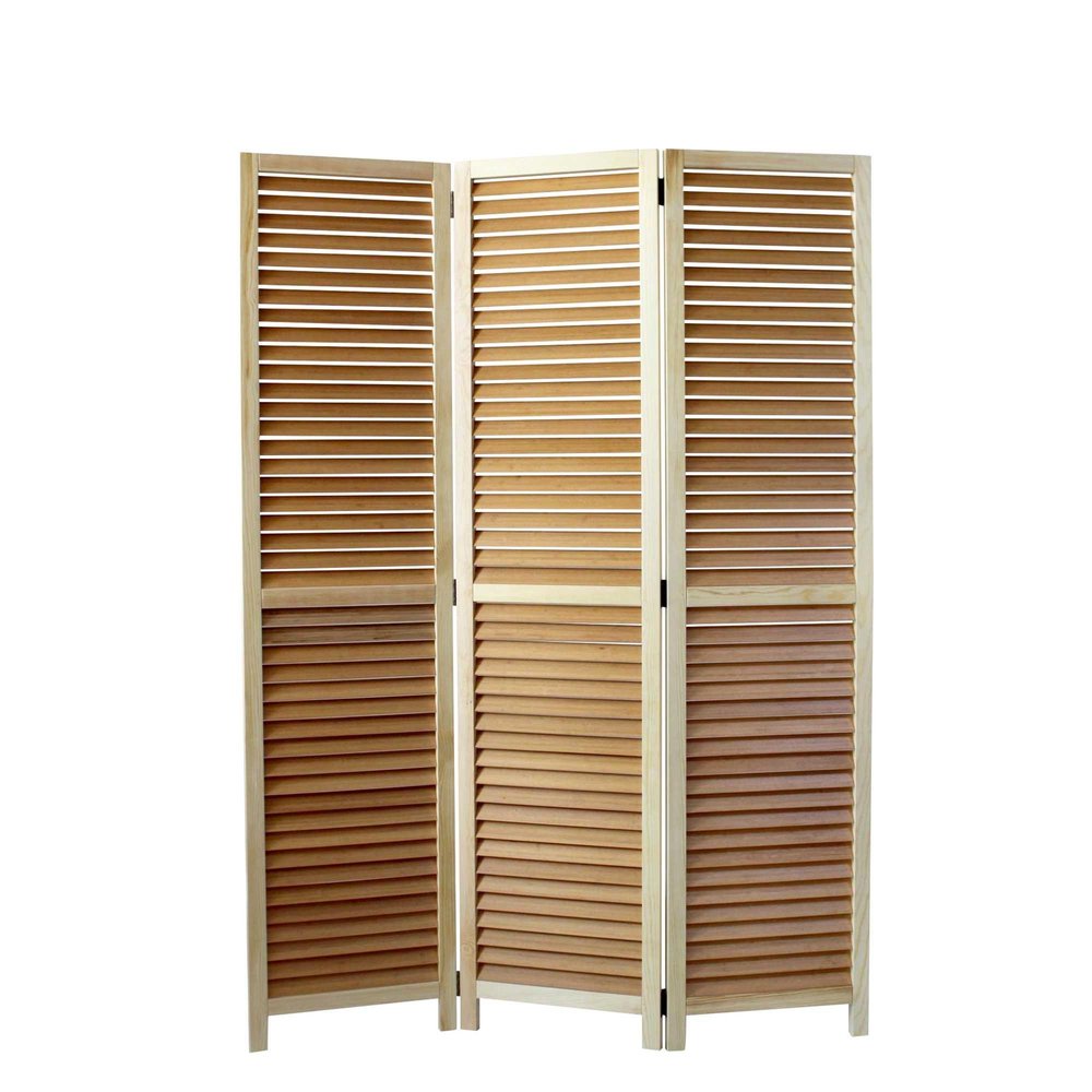 67" Natural Solid Wood Panel Screen Room Divider HomeRoots