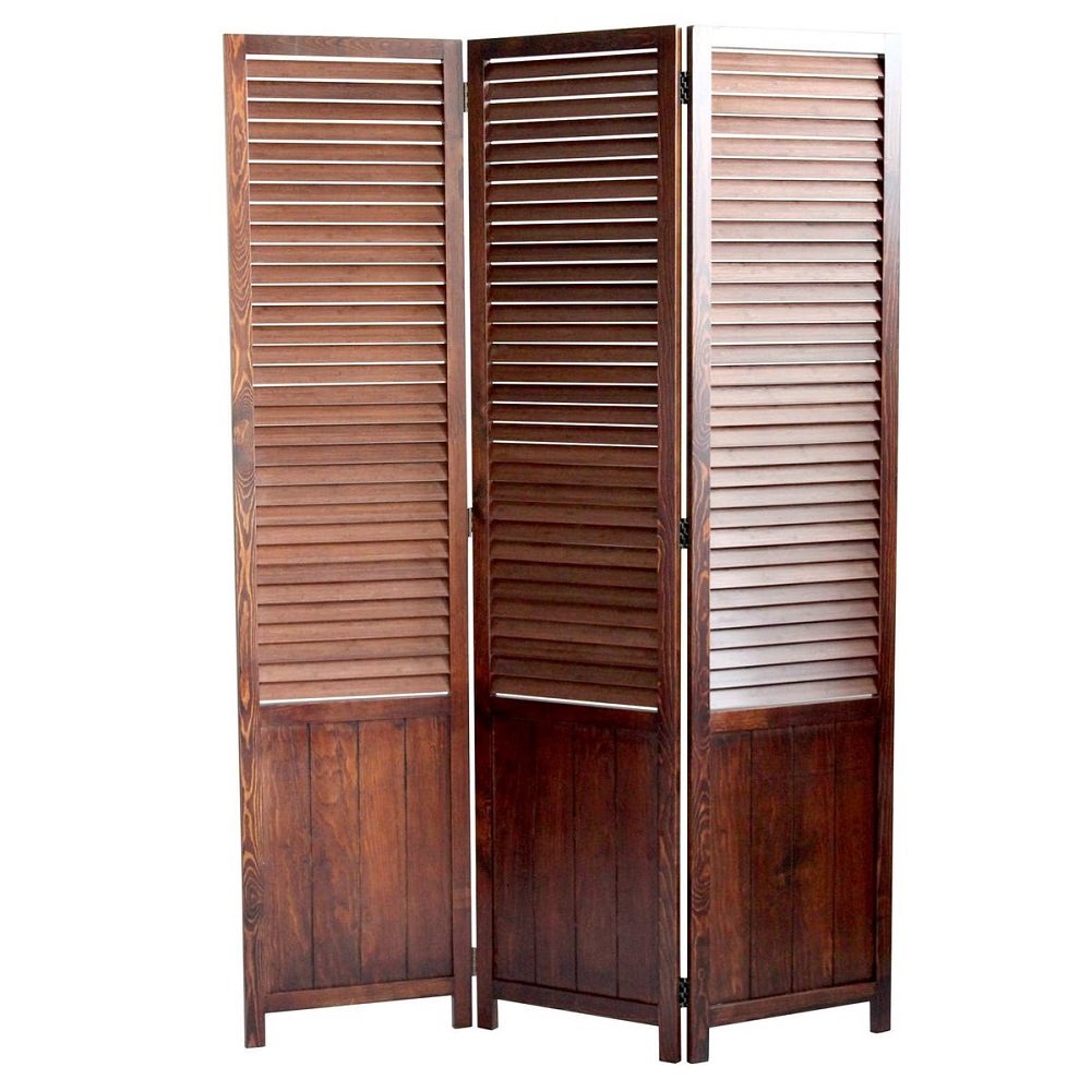 67" Brown Solid Wood Panel Screen Room Divider HomeRoots