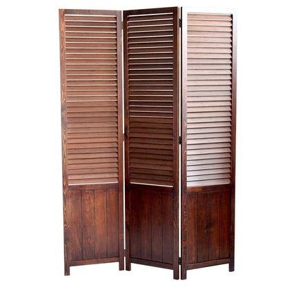 67" Brown Solid Wood Panel Screen Room Divider HomeRoots