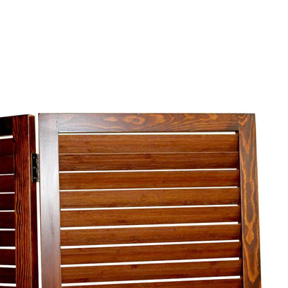 67" Brown Solid Wood Panel Screen Room Divider HomeRoots