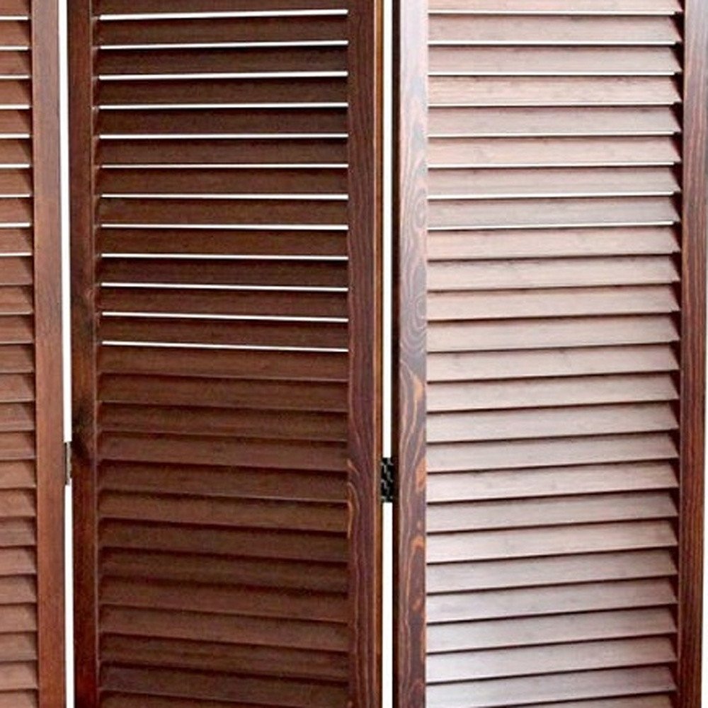 67" Brown Solid Wood Panel Screen Room Divider HomeRoots