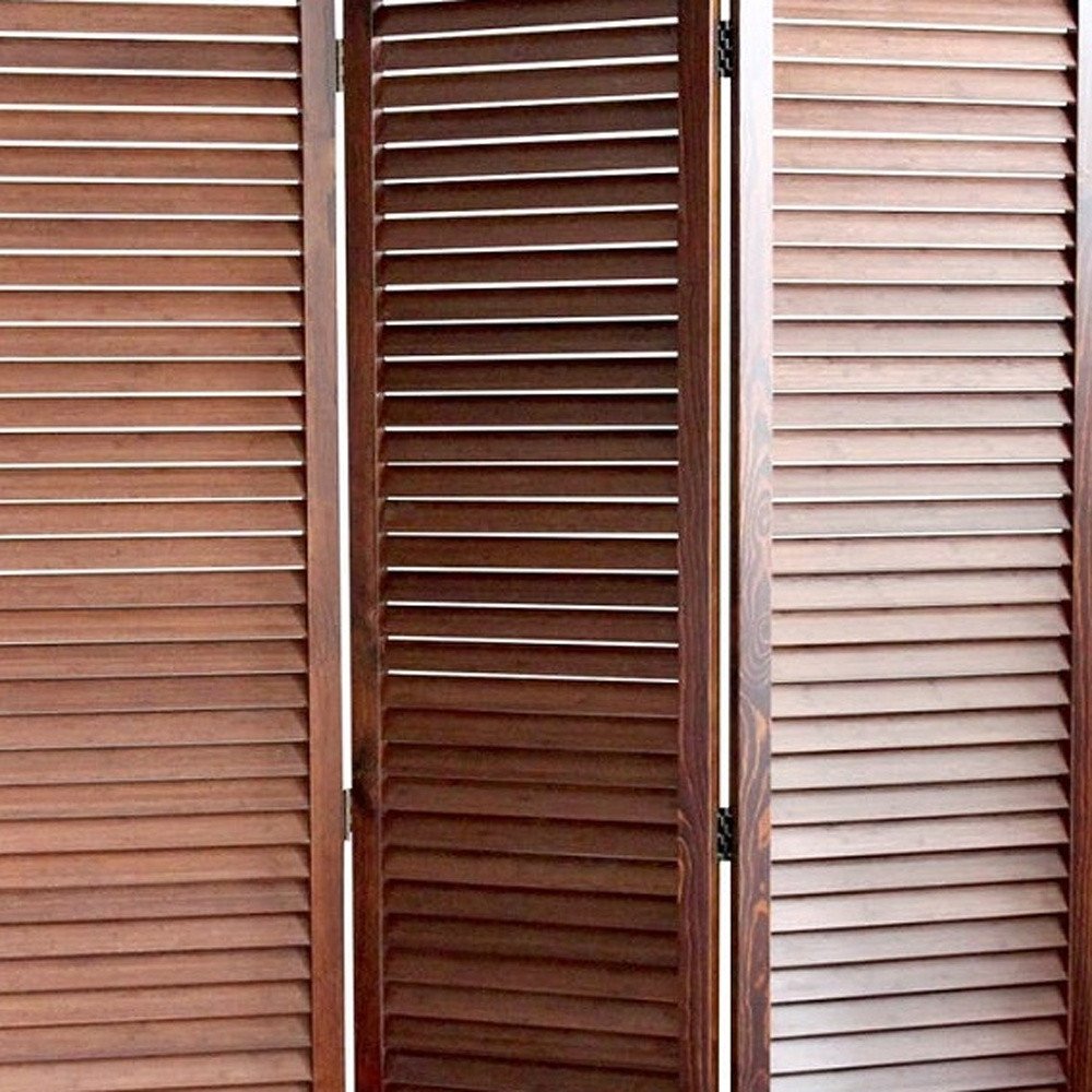 67" Brown Solid Wood Panel Screen Room Divider HomeRoots