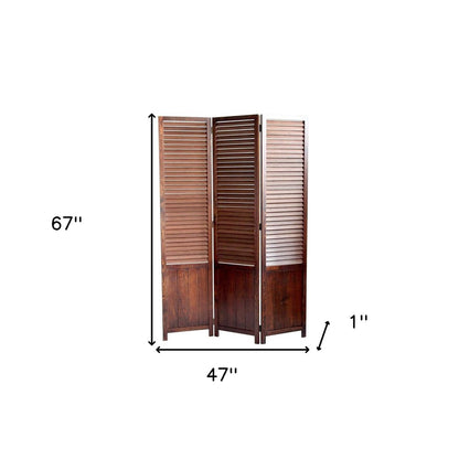 67" Brown Solid Wood Panel Screen Room Divider HomeRoots