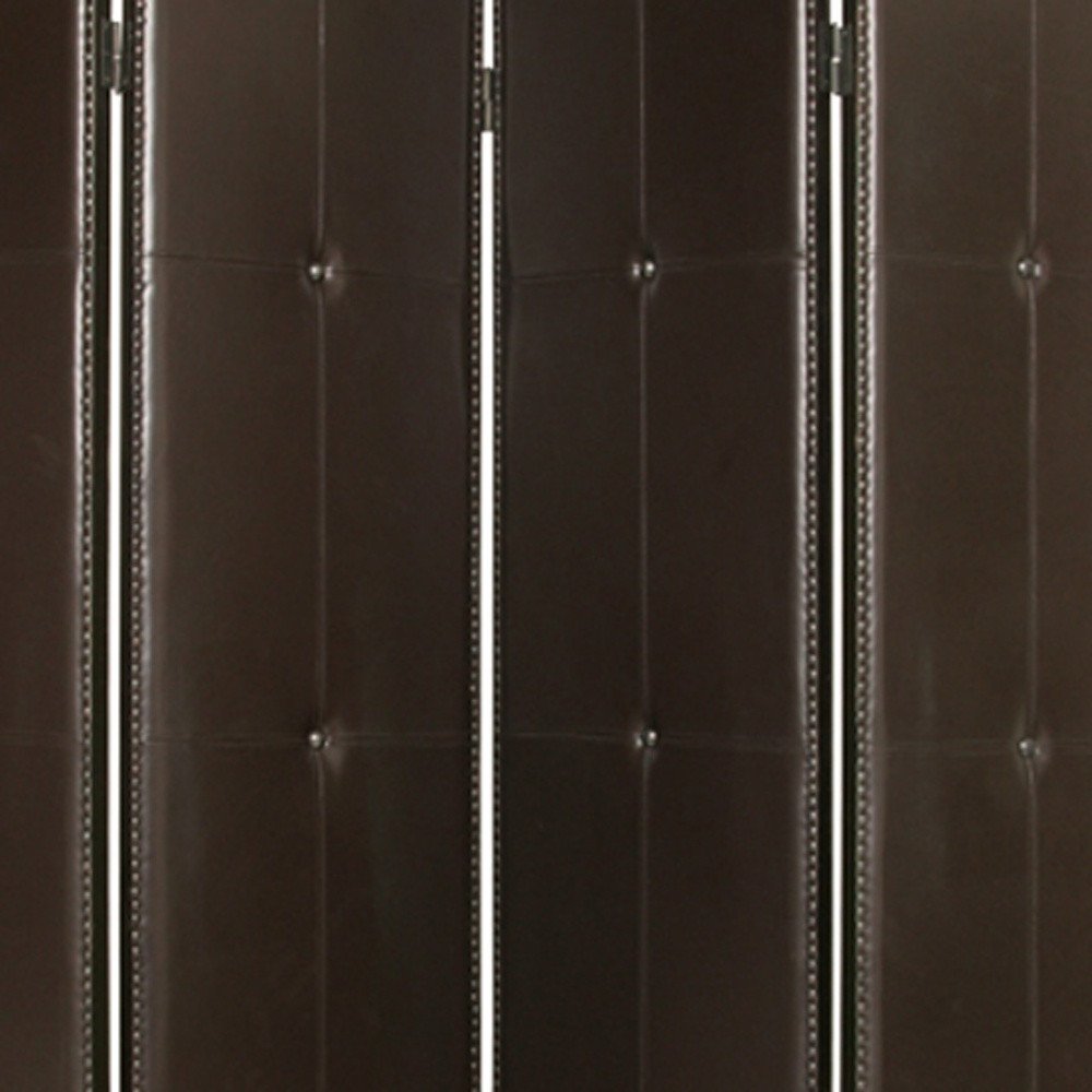 84" Brown Faux Leather Folding Four Panel Screen Room Divider HomeRoots