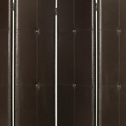 84" Brown Faux Leather Folding Four Panel Screen Room Divider HomeRoots