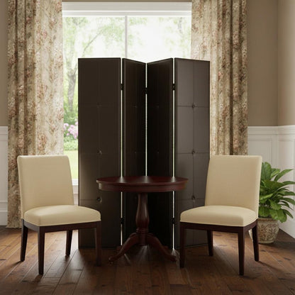 84" Brown Faux Leather Folding Four Panel Screen Room Divider HomeRoots