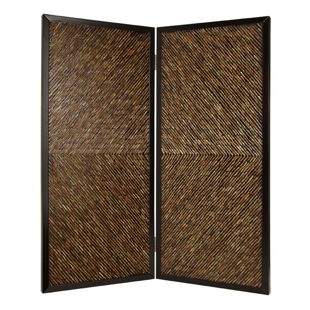 84" Brown Folding Two Panel Screen Room Divider HomeRoots