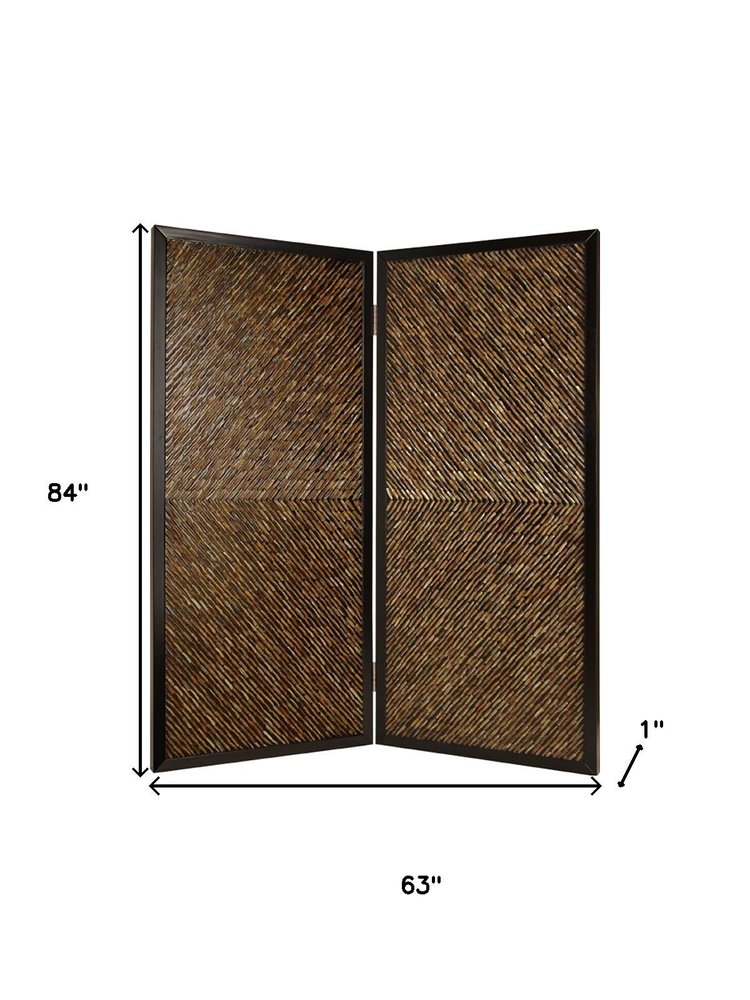 84" Brown Folding Two Panel Screen Room Divider HomeRoots