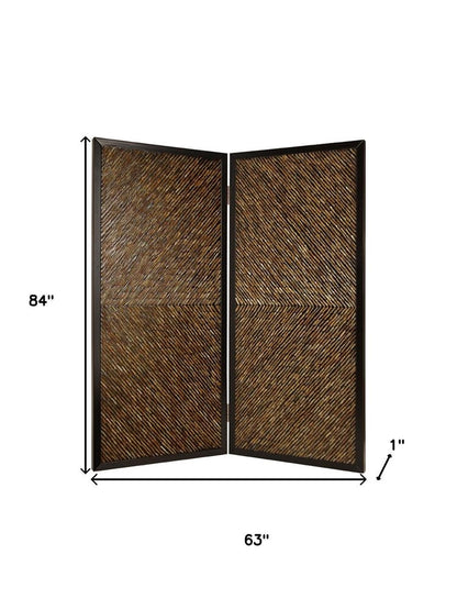 84" Brown Folding Two Panel Screen Room Divider HomeRoots