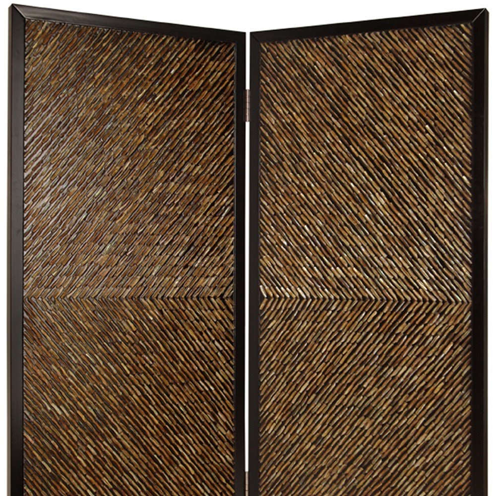 84" Brown Folding Two Panel Screen Room Divider HomeRoots