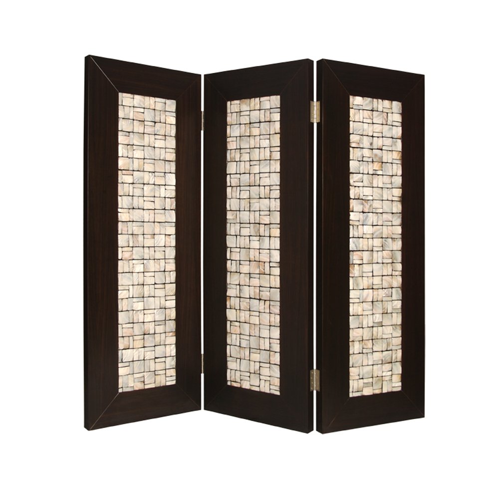 84" Brown Folding Three Panel Screen Room Divider HomeRoots