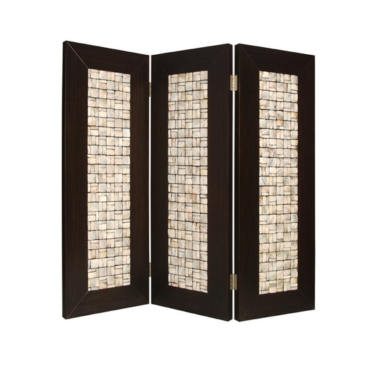 84" Brown Folding Three Panel Screen Room Divider HomeRoots