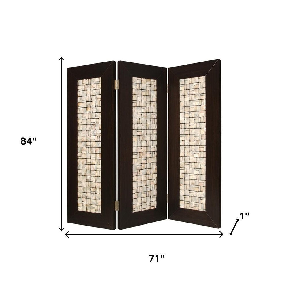 84" Brown Folding Three Panel Screen Room Divider HomeRoots