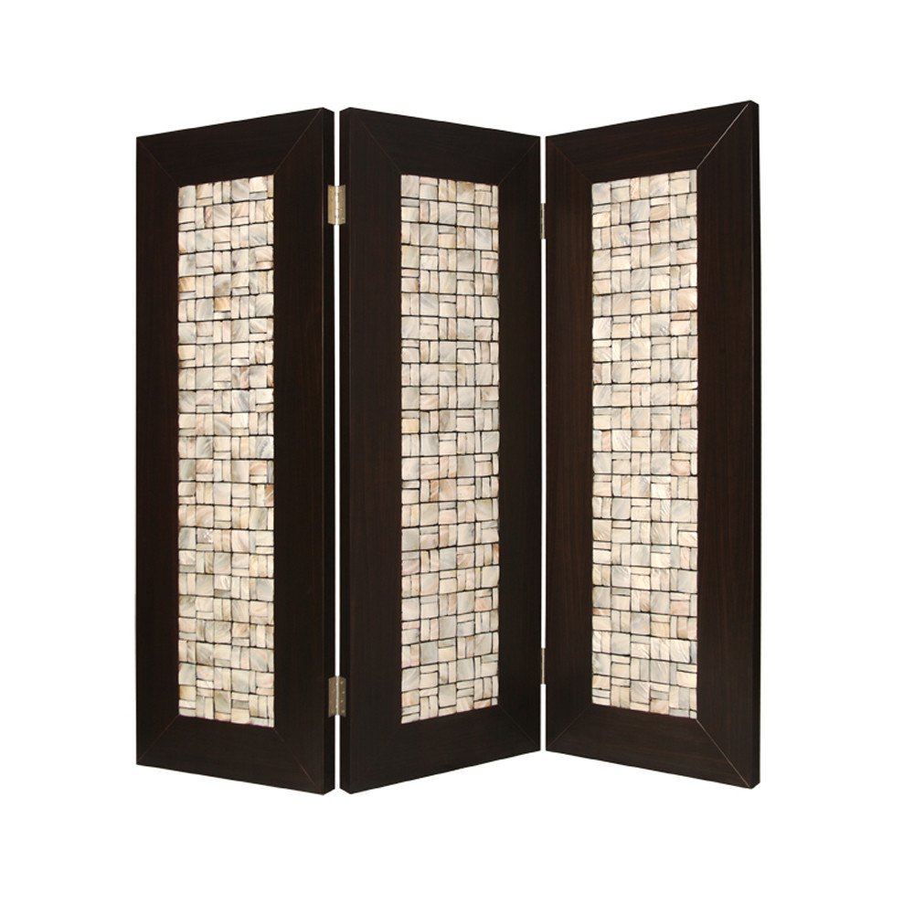 84" Brown Folding Three Panel Screen Room Divider HomeRoots