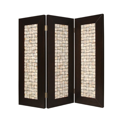 84" Brown Folding Three Panel Screen Room Divider HomeRoots