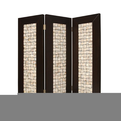 84" Brown Folding Three Panel Screen Room Divider HomeRoots