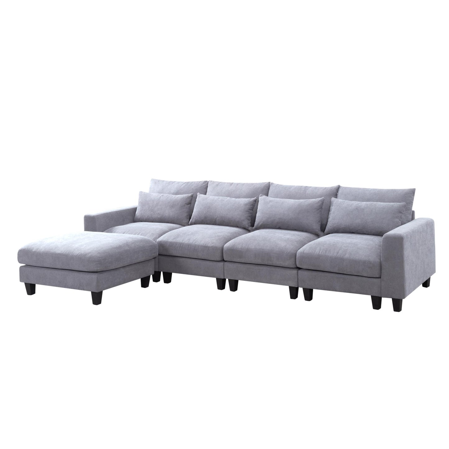 124.4” Modular L-Shaped Sectional Sofa with Ottoman