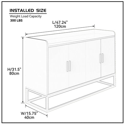 Modern Kitchen Buffet Storage Cabinet Cupboard White Gloss with Metal Legs for living room Kitchen - FurniFindUSA