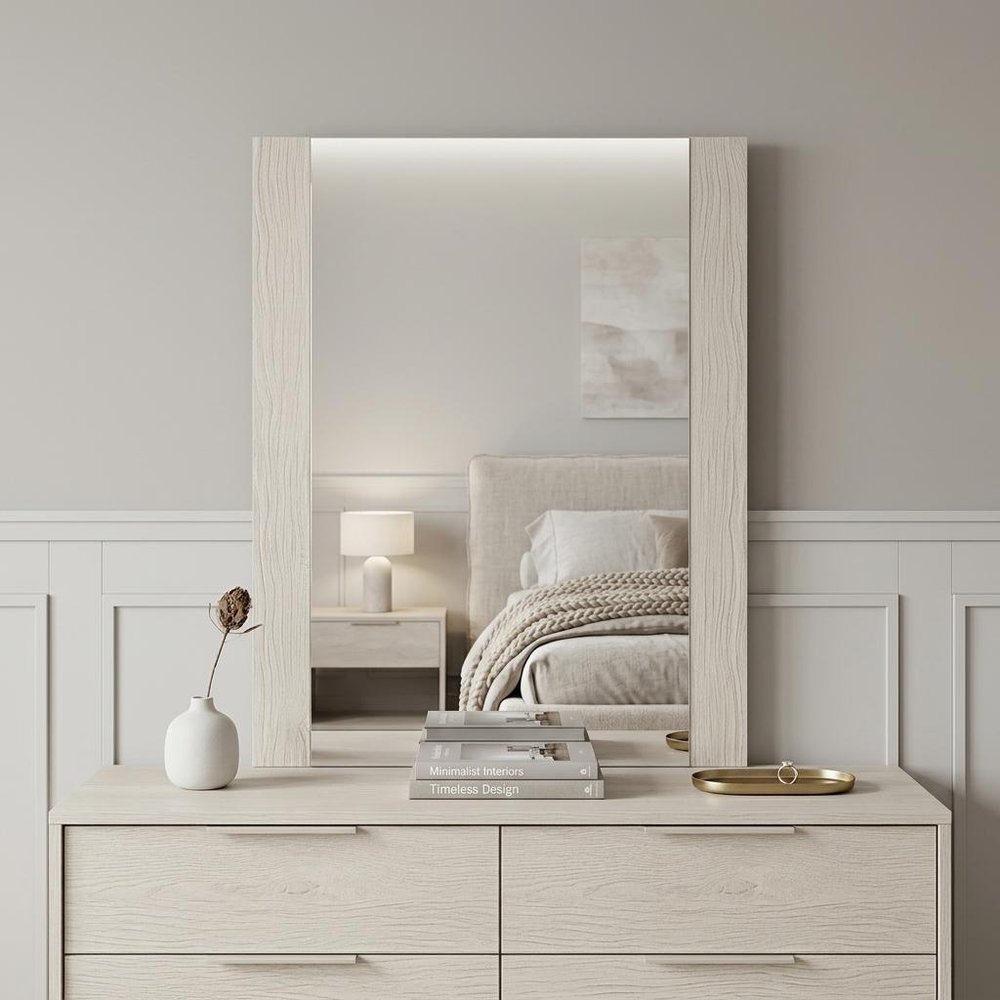 41" Black Faux Shagreen Partially Framed Accent Mirror HomeRoots