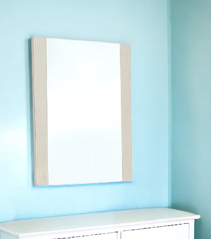 41" Beige Wood Framed Mounted Dresser Mirror