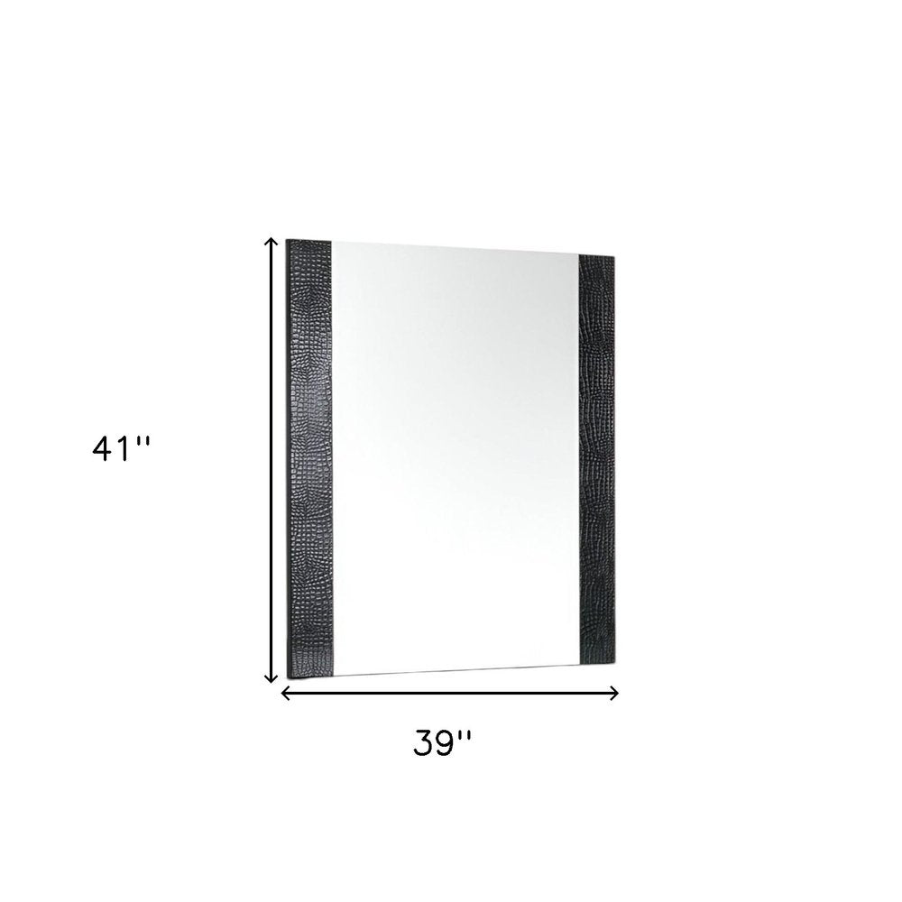 41" Black Faux Shagreen Partially Framed Accent Mirror HomeRoots