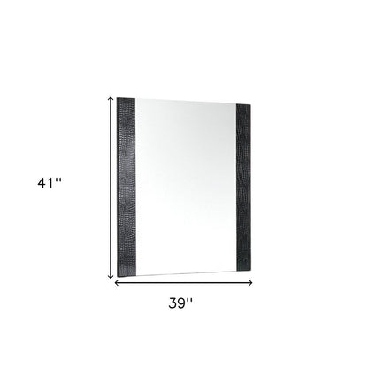 41" Black Faux Shagreen Partially Framed Accent Mirror HomeRoots
