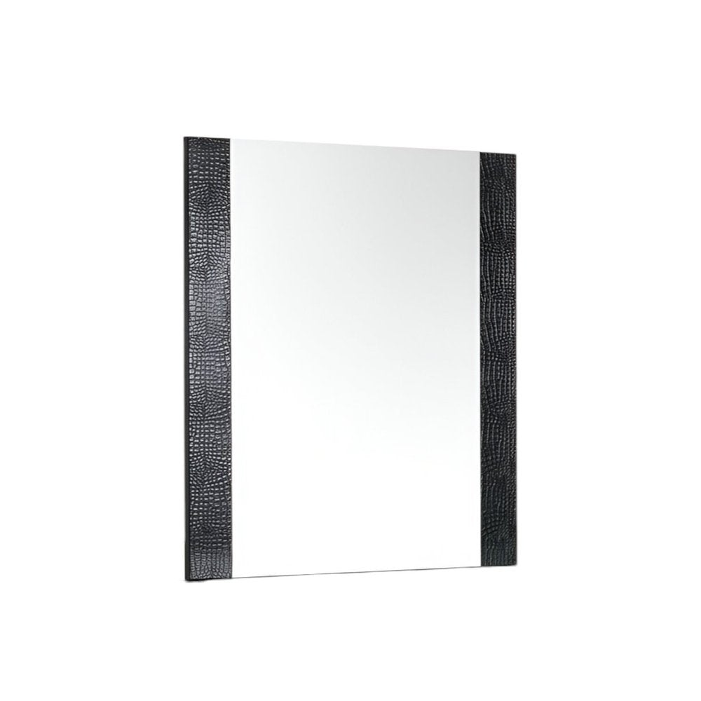 41" Black Faux Shagreen Partially Framed Accent Mirror HomeRoots