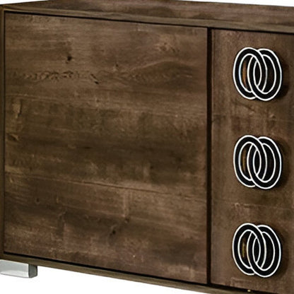 66" Brown Wood Three Drawer Double Dresser HomeRoots