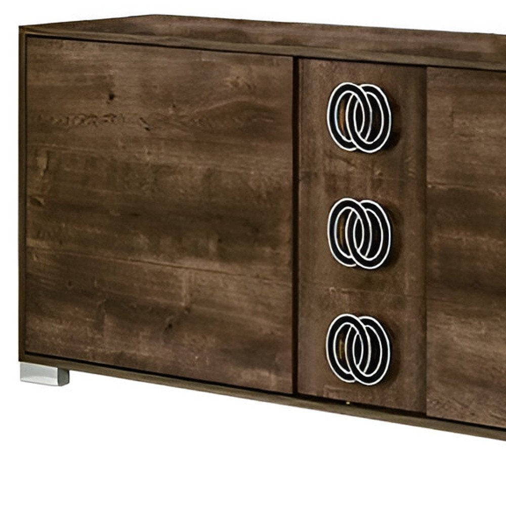 66" Brown Wood Three Drawer Double Dresser HomeRoots