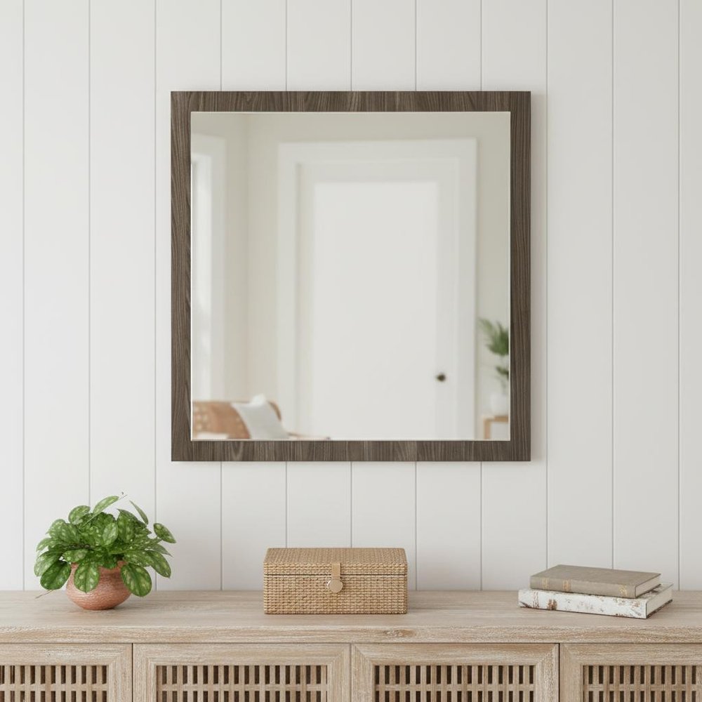 41" Gray Square Wood Framed Accent Mirror HomeRoots