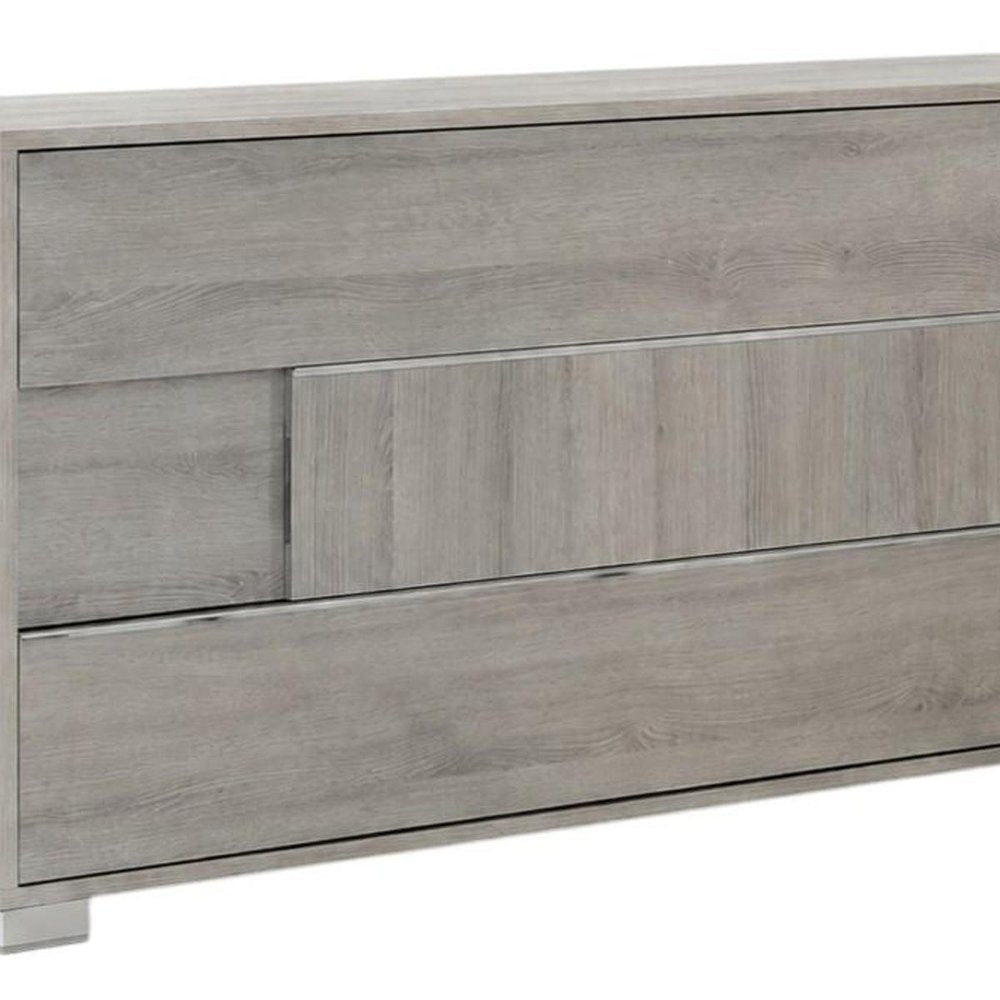 66" Gray Wood Three Drawer Double Dresser HomeRoots