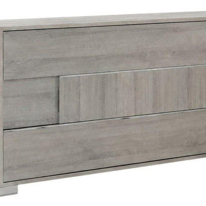 66" Gray Wood Three Drawer Double Dresser HomeRoots