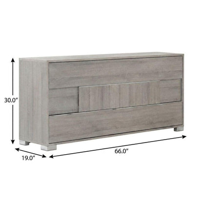 66" Gray Wood Three Drawer Double Dresser HomeRoots