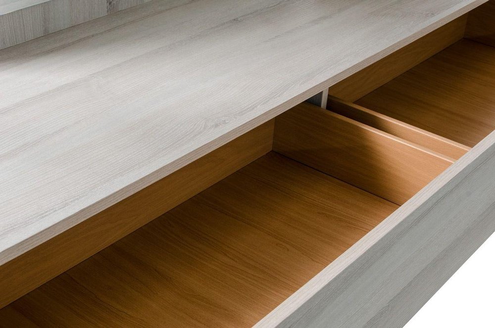 66" Gray Wood Three Drawer Double Dresser — view 1