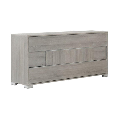66" Gray Wood Three Drawer Double Dresser HomeRoots
