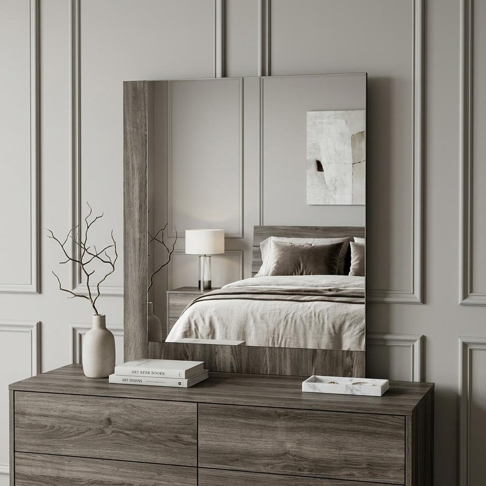 41" Ebony Wood Framed Mounted Dresser Mirror HomeRoots