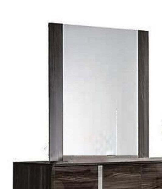 Modern Gray Glossy Wall Mirror - FurniFindUSA